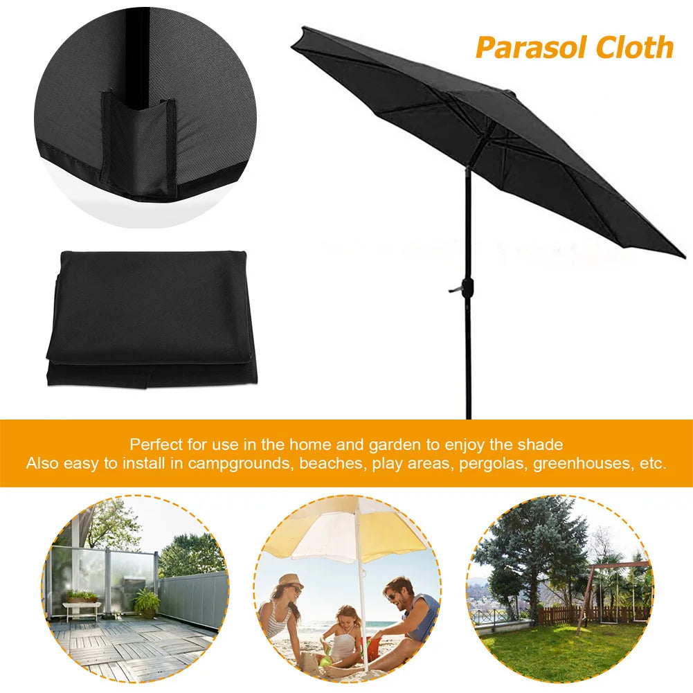 2.7/3M 6/8 Rib Parasol Cloth Sunshade UV Sun Shade Sail without Stand Outdoor Garden Patio Banana Umbrella Cover Sunshade Canopy