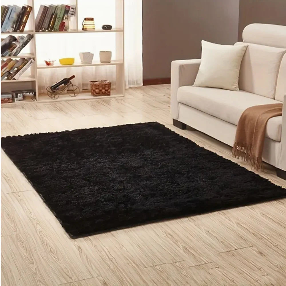 1pc, Fluffy Area Rug Black Shag Area Rugs, Extra Soft And Shaggy Carpets, Indoor Fuzzy Rugs For Bedroom Living Room Home Rug