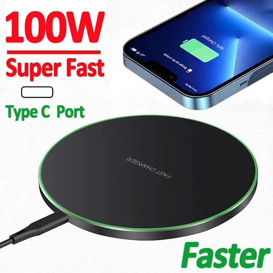 100W Wireless Charger For iPhone 14 13 12 11 Pro XS Max Mini X XR Induction Fast Wireless Charging Pad For Samsung Xiaomi Huawei