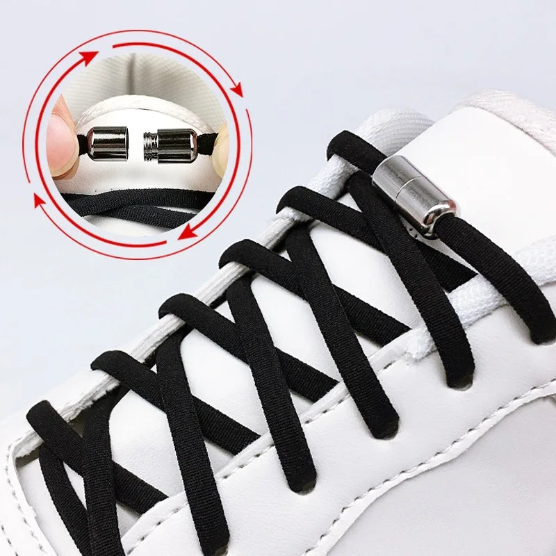 Elastic No Tie Shoelaces Semicircle Shoe Laces For Kids and Adult Sneakers Shoelace Quick Lazy Metal Lock Strings Rope Round