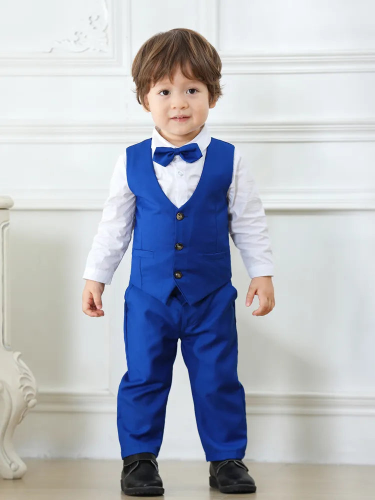 Wedding Attire Outfit Clothes Suit for Boy Ring Bearer Boy Outfits Boy's Gentleman Tuxedo Vest Bowtie Shirt Pants Kid Costume