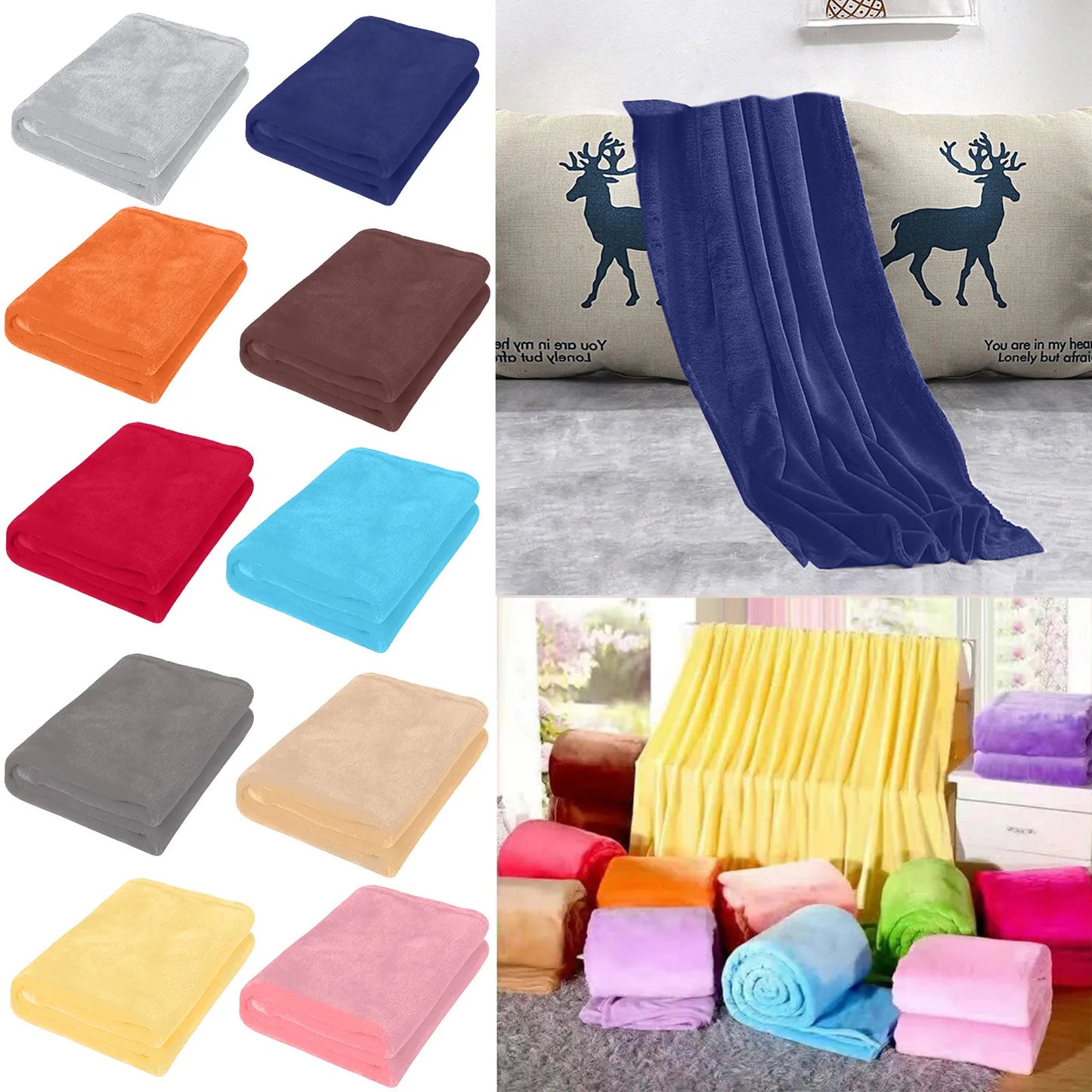 Fleece Throw Blanket Extra Soft Warm Fuzzy Bed Plush Lightweight Microfiber Couch Sofa Blankets