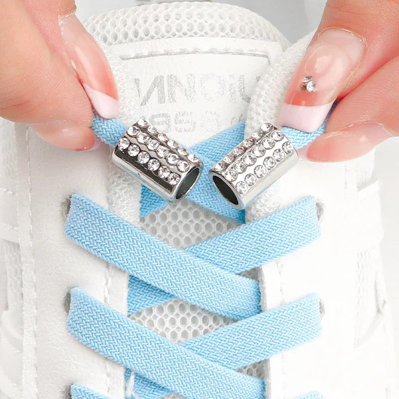 Diamond Lock Shoelaces Without Ties Flat Elastic Shoe Laces Sneakers Boots No Tie Shoelace Rubber Bands for Shoes Accessories