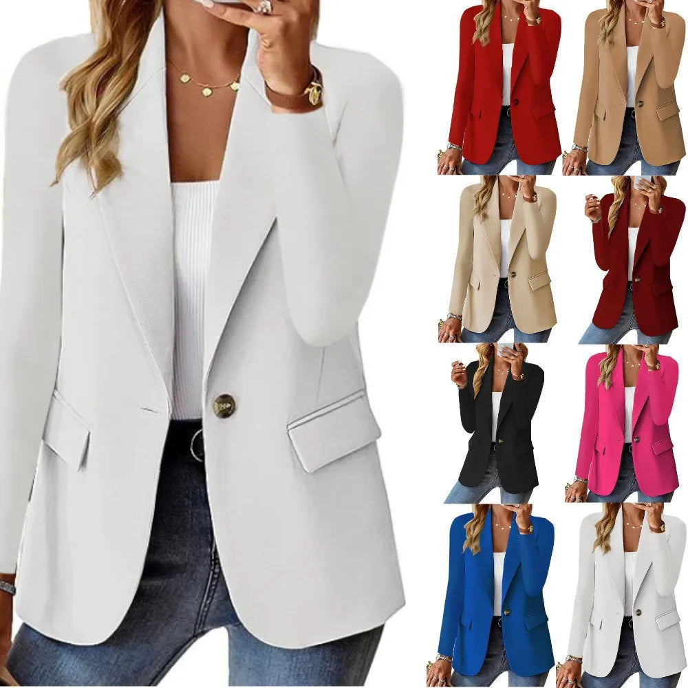 Women's Clothing Tienda Blazer Solid Colour Fashion Blazer Office Lady Cardigan Long Sleeve Autumn Winter Casual Soft Jacket