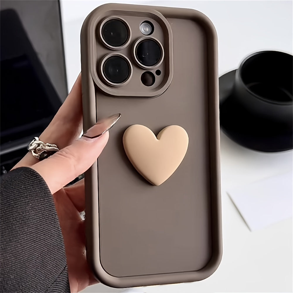 Cute Korean 3D Love Heart Silicone Phone Case For IPhone 11 12 13 14 15 Pro Max 13 Pro 11 Shockproof Candy Cover