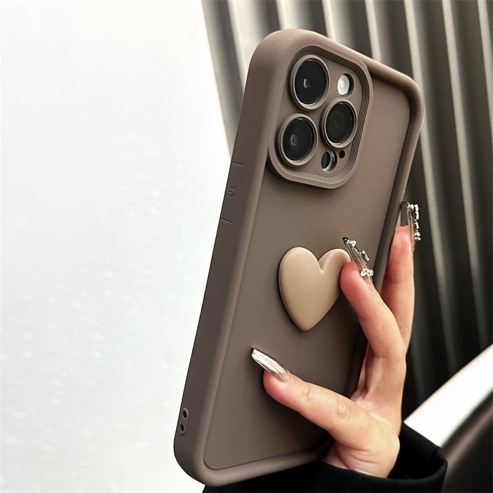 Cute Korean 3D Love Heart Silicone Phone Case For IPhone 11 12 13 14 15 Pro Max 13 Pro 11 Shockproof Candy Cover