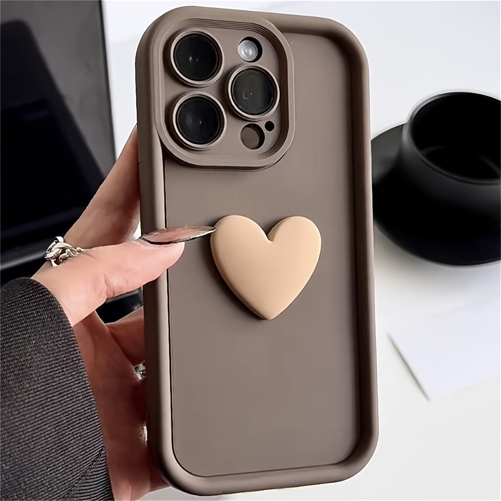 Cute Korean 3D Love Heart Silicone Phone Case For IPhone 11 12 13 14 15 Pro Max 13 Pro 11 Shockproof Candy Cover