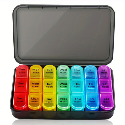 Weekly Pill Organizer Daily Pill Box, Large Travel Pill Case With 21 Compartment To Hold Medicine, Vitamin And Supplement