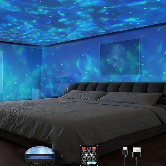 1pc Star Projector, Galaxy Projector, Water Ocean Wave Projector For Bedroom Night Light  Room Decor With 7-Colors Patterns