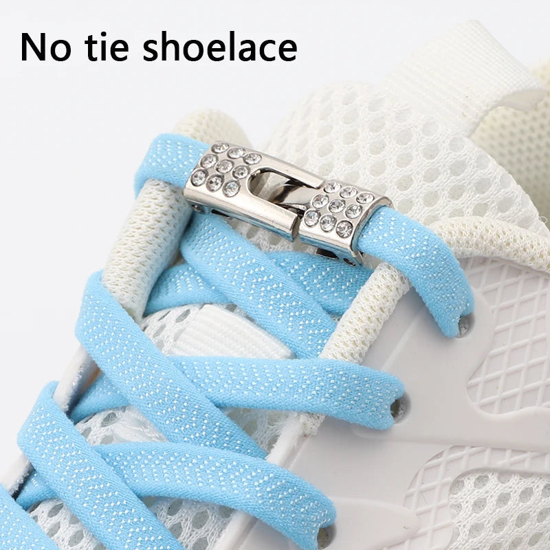 Diamond Locks Shoelaces Without Ties Elastic Laces Sneakers With Cross Buckle Quick Release Lazy Rubber Bands For Casual Shoes